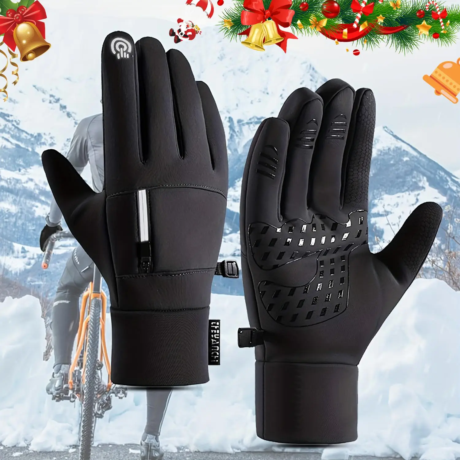 Winter Outdoor Gloves, 1 Pair Touch Screen Non-slip Waterproof Windproof Gloves for Cycling, Skiing, Hiking, Sports, Outdoor Sports Accessories