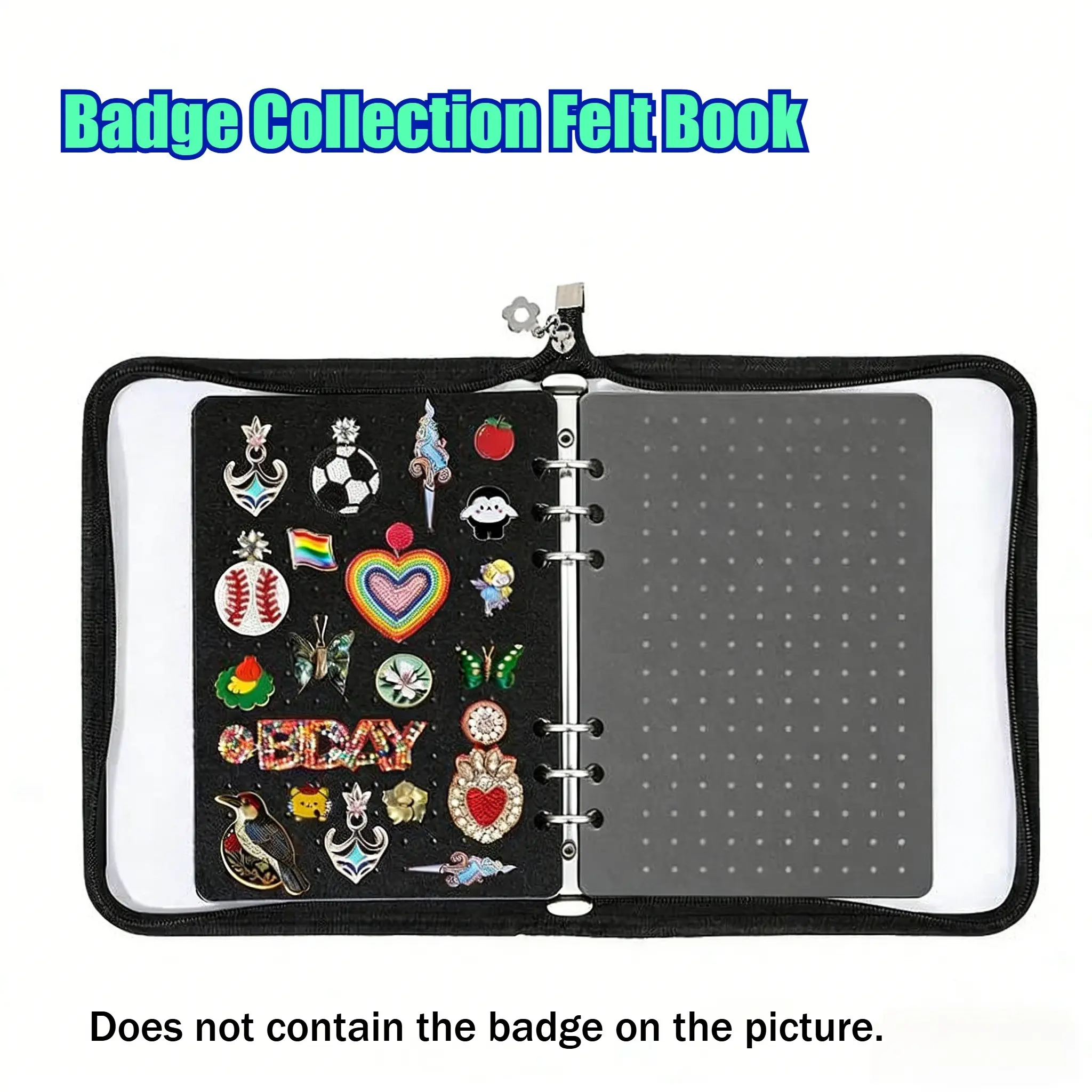 Enamel Badge Collection & Display Album, Felt Book, A5 Ring-Bound Notebook, Brooch Storage with 8 Panels, Organize Badges, Creative Badge Album, Portable Display, Lightweight, Compact Size