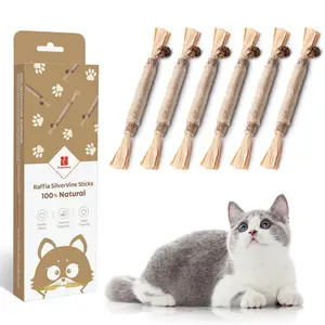 Potaroma 6 Pcs Natural Silvervine Sticks Cat Toys, Catmint Silvervine Blend Dental Sticks, Kittens Chew Toys for Teeth Cleaning, Matatabi Dental Care Cat Treat, Edible Kitty Lick Toys