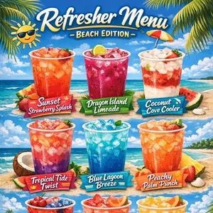 10 LOADED TEA's  REFRESHER MENU  200 Mg Caffeine