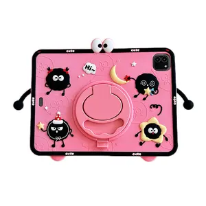 Cute iPad Case for 7th-11th Gen Tablet, Shockproof Durable Silicone Soft Shell, Rotating Stand, Protective Cover for Air 4/5, Stylish Design