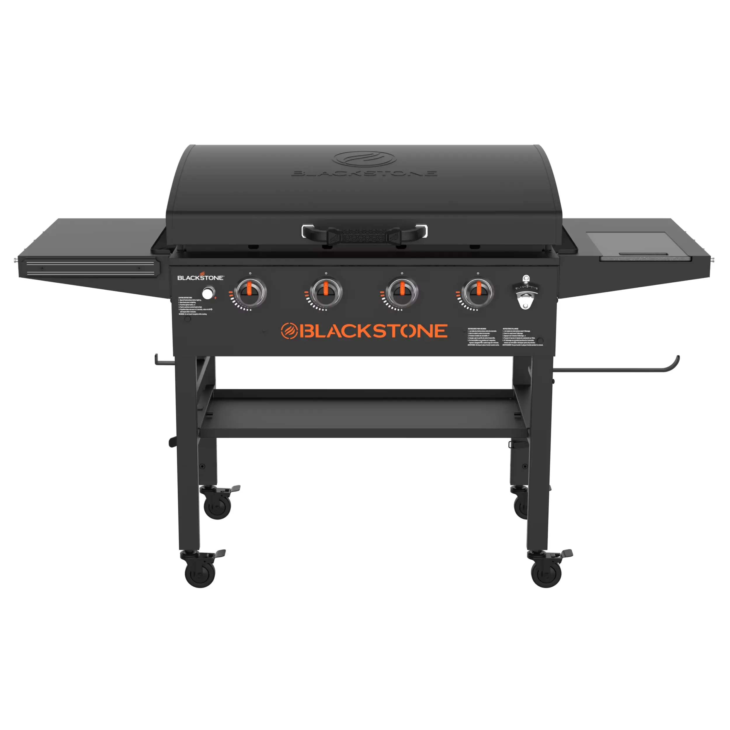 Outdoor Griddle, 4-Burner 36" Propane Flat Top Grill with Hood, Black