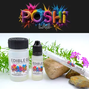 POSHI LAB Edible Glue - Small 3ml, Medium 15ml, Large 50ml Sizes for Cake Decorating & Culinary Applications - Vegan, Kosher Certified, Flavorless, Dries Clear