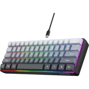 60% Wired Gaming Keyboard, 61  RGB Backlit Ultra-Compact Small Gaming Keyboard, for PC/ Gamer, Typist, Travel, Easy to Carry on Business Trip (Grey-Black)