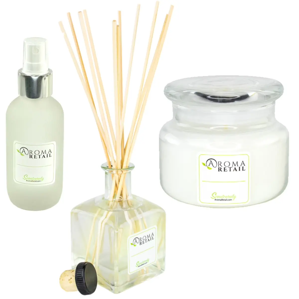 Aroma Retail - Canna-Less Mix & Match Gift Box - Reefresh Scent - 10oz Soy Glass Candle + 7oz Reed Diffuser + 4oz Room Spray - Air Freshener - 420 Odor Remover - Smoke Odor Eliminator