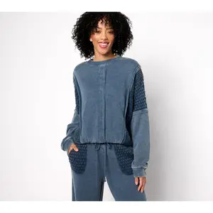 Peace Love World French Terry and Crochet Sweatshirt Peace Love World French Terry and Crochet Sweatshirt