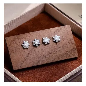 Pure Silver Snowflake Zirconia Stud Earrings for Women, High-end Simple Design, No Need to Remove When Sleeping, Pure Silver Earrings