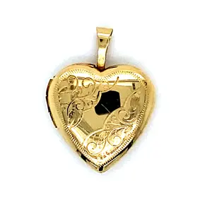 14K Yellow Gold Heart Locket Pendant