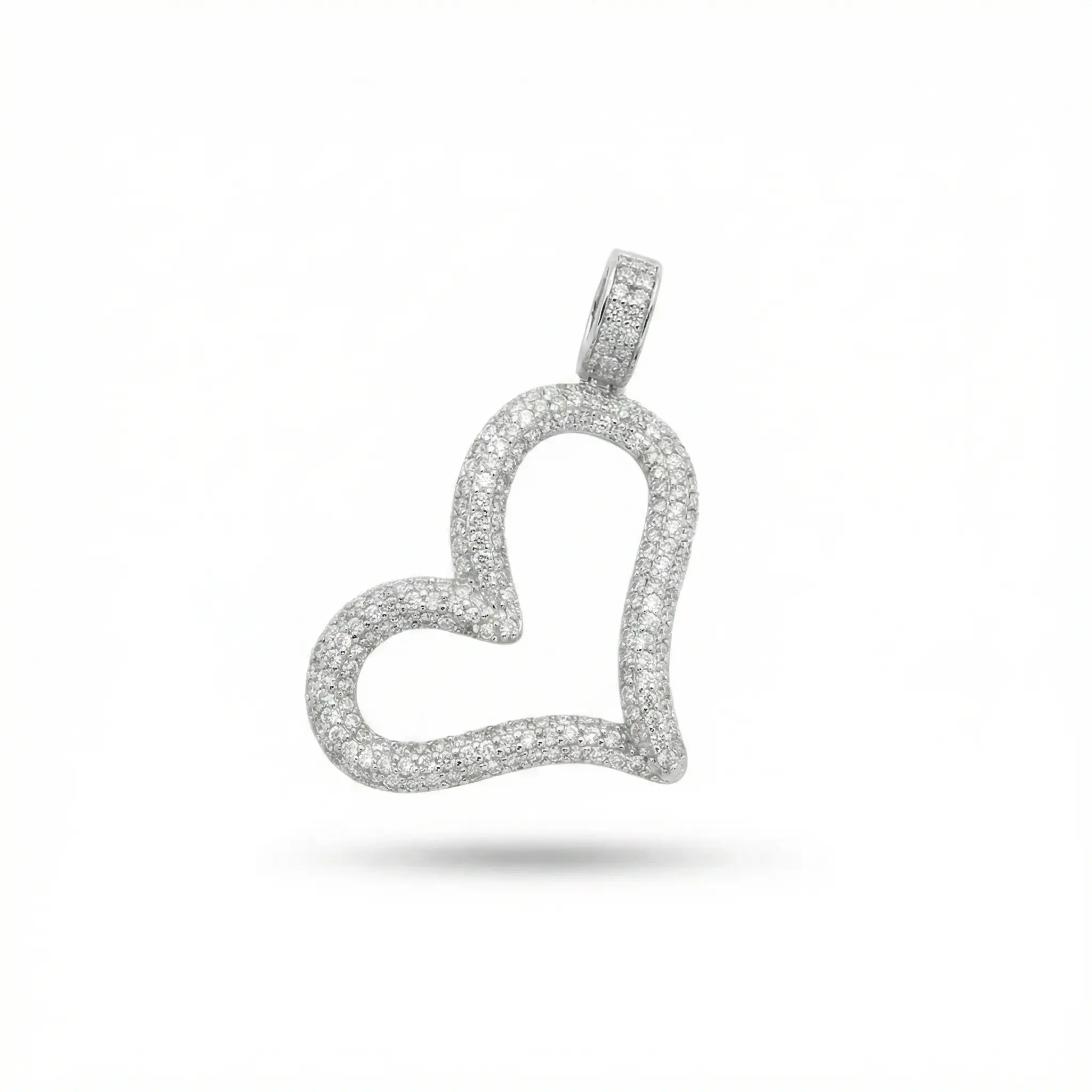 Pavé Open Heart Outline Moissanite Pendant