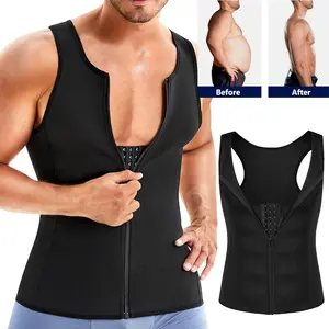 CATTIBOR Menswear Men Neoprene Sauna Tank Top,Men Sport Vest ,Men Sleeveless Front Zipper & Eyes Vest Tank Top For Running Fitness Undershirt Body Shaper,Waist Trainer Sport Shirt ,Men Sport Underwear