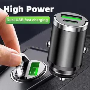 Mini Car Charger with Dual USB Ports – Compact Fast Charging Adapter for Phones, Tablets & GPS – USB-A & USB-C Ports – Universal Fit for 12V/24V Vehicles – Smart Safe Charging Design-YY