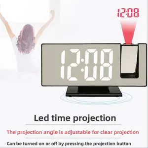 Large Screen Mirror Alarm Clock, Fashionable Minimalist Style, LED Projection Function, Temperature Display, Perfect for Bedroom Use