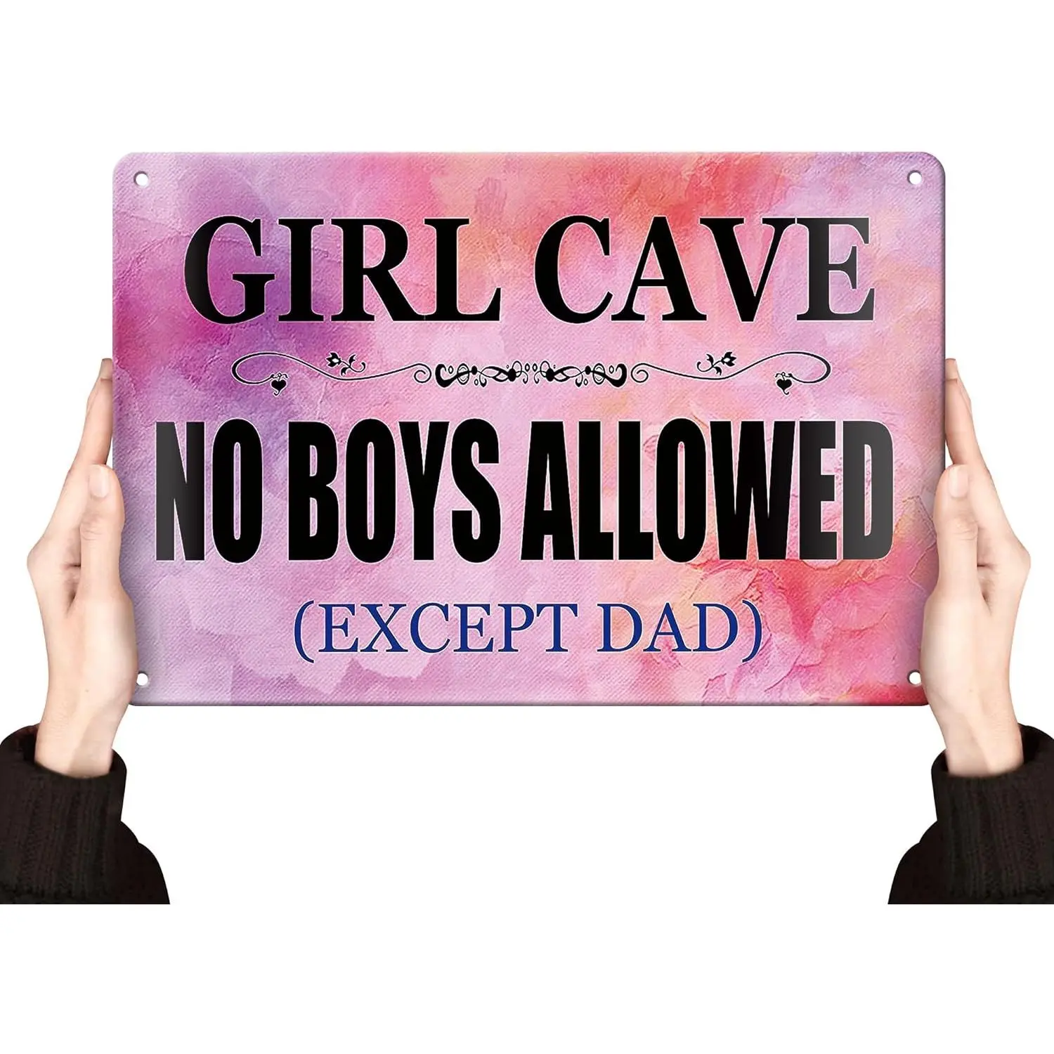 Clolinse Kawaii Pink Stainless Steel Metal Door Hanging Sign - No Boys Allowed Home Decor Home Supplies, Waterproof Decoration Plaque for Teen Girls, 12x8in Bedroom Wall Sign