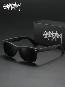 SUPKLEY Simple And Casual Unisex Polarized Safety Trendy Square Sunglasses With Tac Lenses And Square Frames, Suitable For Daily Campus Activities, Reducing Glare While Driving, And Essential For Outdoor Shading