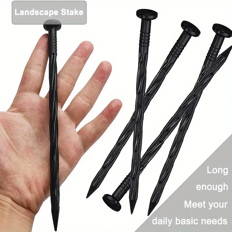 10pcs Durable Plastic Landscape Edging Spikes - Sturdy Anchoring Pegs for Garden, Tents & Awnings, Landscape Stake, Garden Stakes