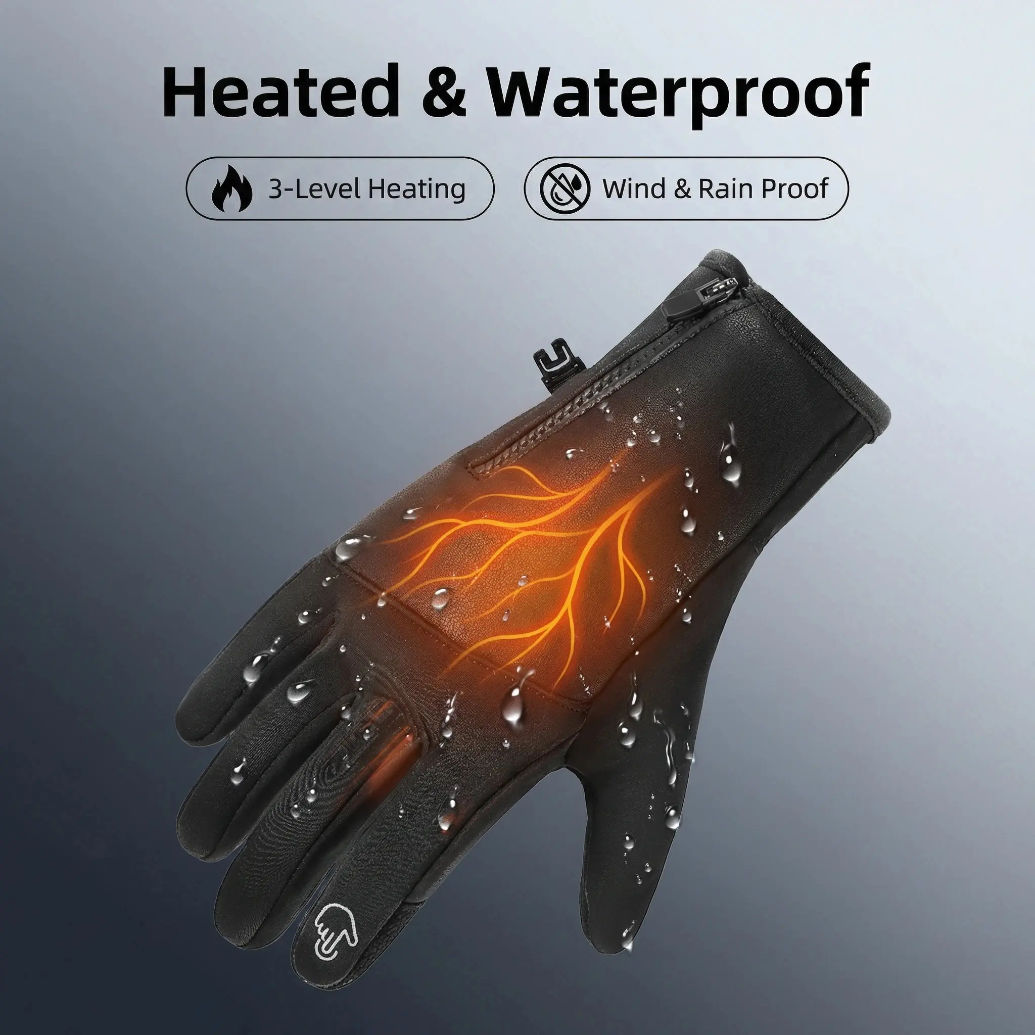 USB Powered Heated & Waterproof Thermal Wear Gloves with 3 Adjustable Temperature Settings, Windproof & Touch Screen Compatible for Cold Weather Sports, Hand Guard, Biking, Dqx001 Usb-Powered Gloves,Not Rechargeable Gloves, Free Size[Three-Level Adjustabl
