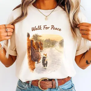 Walk For Peace Shirt, Buddhist Monk Tee, Cute Dog Lover Gift, Mindfulness Gift, Spiritual Calm Unisex Shirt, Aloka Dog Minimalist Zen Tee