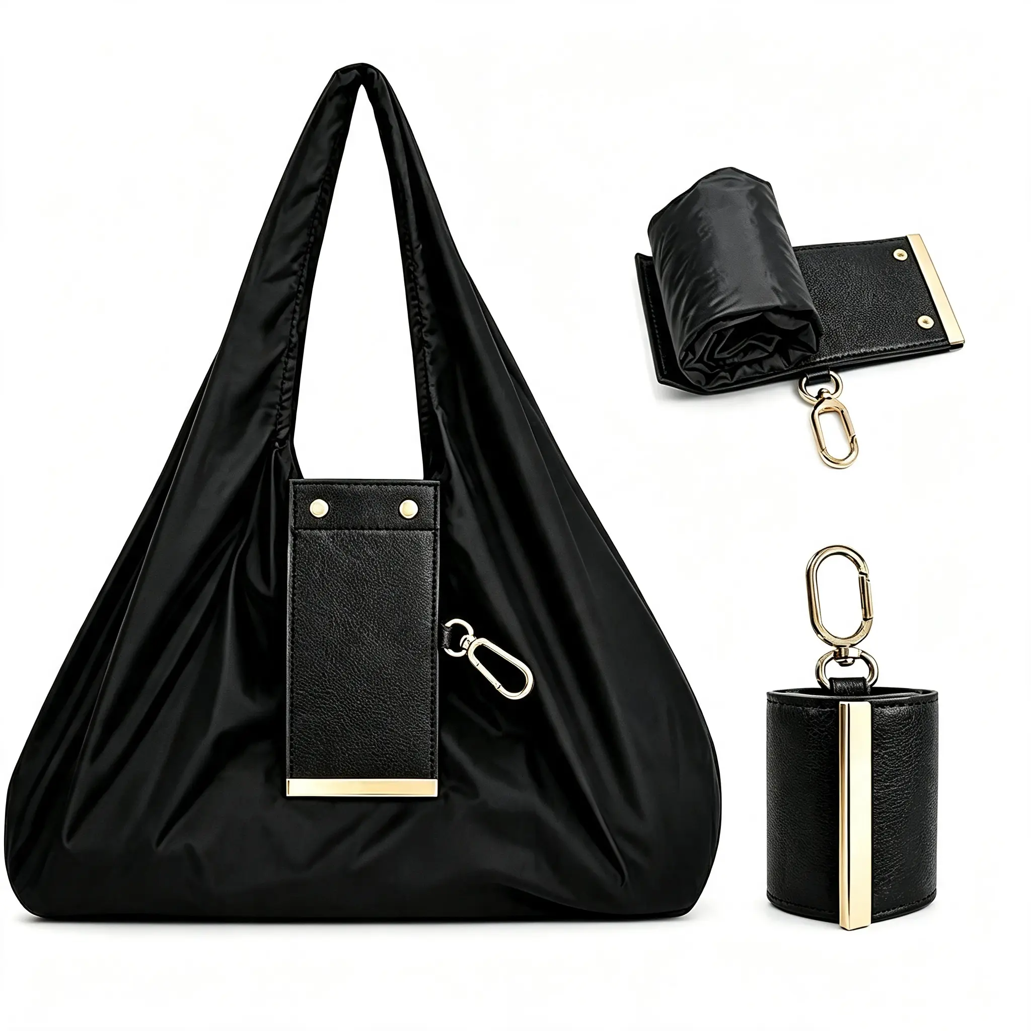 Foldable Mini Tote Bag with Keychain,Compact,Lightweight,Reusable Shopping Bag,Large Capacity Travel Tote for Everyday Carry
