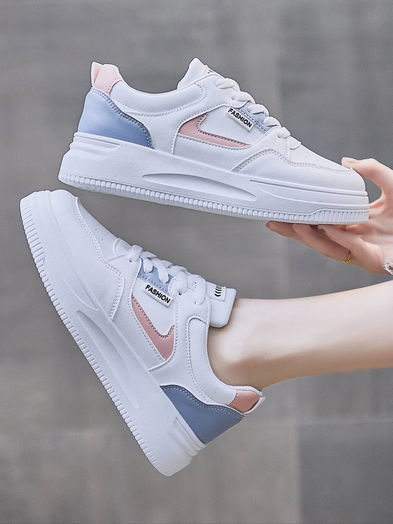 Women's Sporty Sneakers Block Design Waterproof Anti-Slip Thick Sole Comfortable Casual Outdoor Shoes Daily Wear Sneakers Lifestyle Colorblock Sneakers All Seasons