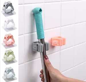 5-Pack Self-Adhesive Broom Mop Holder - Wall Mount, No-Drill, Space-Saving Organizer Smooth Hanger
