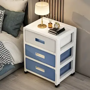 Modern minimalist storage bedside table - a space-saving portable shelf with 3 drawers, suitable for bedrooms and living rooms. It has a casual style and is ideal for storing clothes and various small items in the living room.