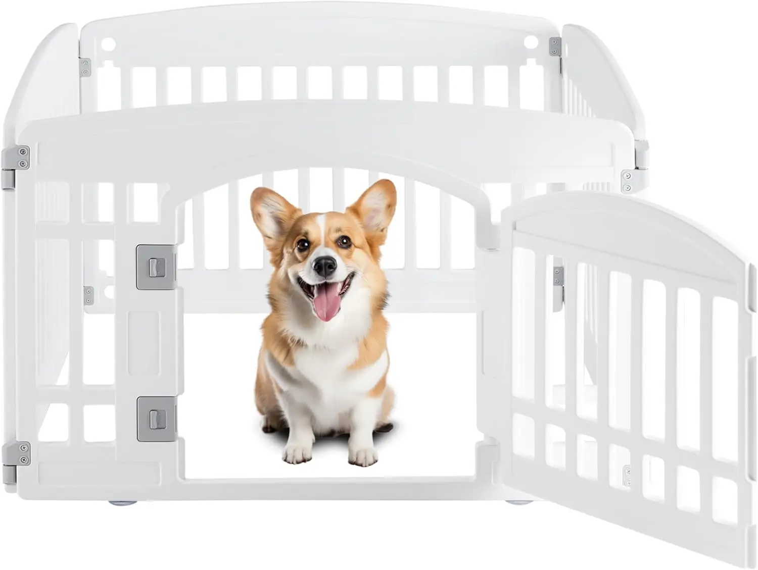 Simple Deluxe 24" 4-Panel Plastic Puppy Play Pen with Door Access, Durable Folding Portable Puppy Fence, 44lb Capacity, 35"l x 35"w x 23.62"h, Safe Easy-to-Clean Indoor & Outdoor Small Dog Enclosure