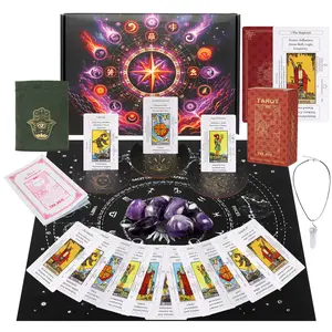 Tarot Deck Cards Sets For Beginners Tarot Guidebook For Beginners Tarot Deck Gift Set with Tarot Cloth, Chakra Stones and More