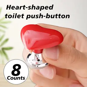 8 Counts Love Heart Shaped Toilet Tank Button Pusher, Decorative Functional Pull Tab for Home & Toilet
