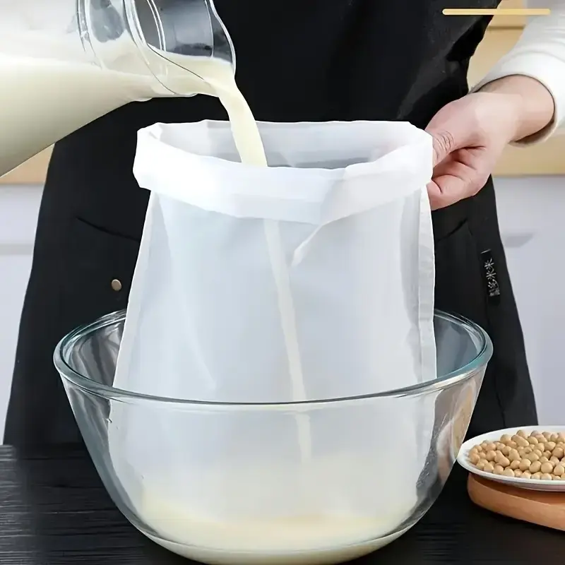HOXEZU 2pcs Premium Nylon Nut Milk Bags - Reusable Food Grade Fine Mesh Cheesecloth for Almond & Soy Milk, Cold Brew Coffee Filter, Durable Kitchen Accessories, Nut Milk Preparation, Versatile Kitchenware, Highquality Craftsmanship, Compact Kitchen Tool,