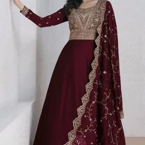 Gold Embroidery Silk Pakistani Dress with Dupatta for Women - Formal Wear - Fit wedding guest dress fashion dress red dress party wear line Elegant guest dress long maxi