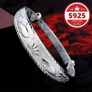 S925 Pure Silver Women's Bracelet, Chinese Style Double Fish Lotus Bracelet, Elegant Women's Jewelry Gift For Friends