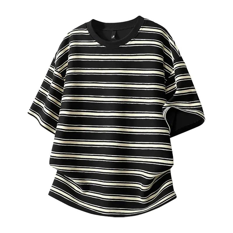 Men's Colorblock Tshirt, Striped Shortsleeve Crewneck in a Relaxed Fit, Casual Cotton Blend Streetwear Clothing, Stylish, Traditional, Classic, Trending Clothes, Men's Wear, Everyday Tops, Crew Neck, Foldable Fabric, Stripped Look, Rayon, T-Shirt, Fashion