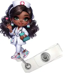Medical Badge Retractable Reel Cartoon Design for Nurses with Secure Clip and Durable Material