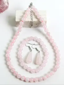 Sweet Crystal Necklace Bracelet Earrings Set, 8mm Beaded Jewelry for Women, Perfect Valentine's Day Mother's Day Gift