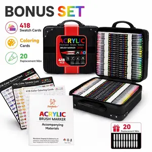 418 Colors Acrylic Marker Pens, Smooth Flow, Automatic Ink Control, Ideal for Canvas, Rock, Wood, Glass, Textile Crafts
