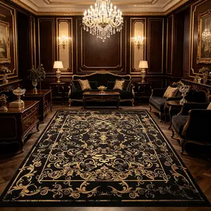 Retro Luxurious Floral Pattern Rug, Large Area Living Room Bedroom Carpet, Foldable, Non-Slip, Home Decor