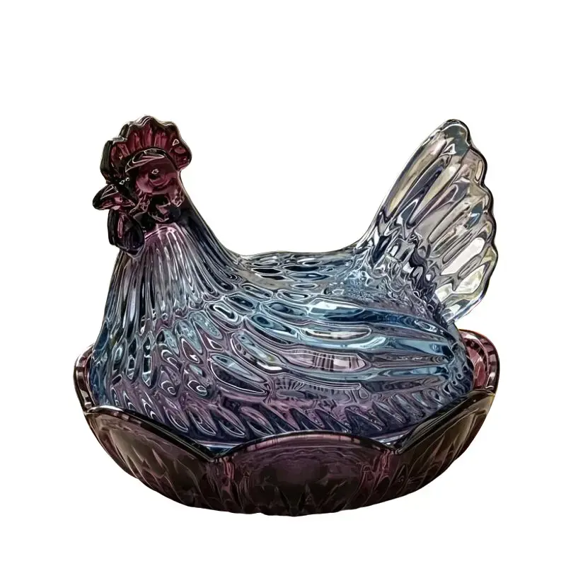 PABHAN Antique Vintage Hen-On-Nest Translucent Glass Egg Tray Jar, 10-Grid Compact Storage, Free Braided Coaster, Retro Farmhouse Kitchen Organizer, Vanity Canister, Mother’s Day Easter Gift, Vintage Funky Kitchen Supplies