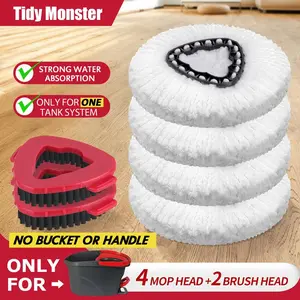 【Spring & Easter】For O-Cedar Mop Head Refill, Mop Head & Scrub Brush Replacement for EasyWring 1 Tank System, Spin Mop Accessories, Cleani，2026 Upgradedng Supplies，cleaning products，2026 Upgraded