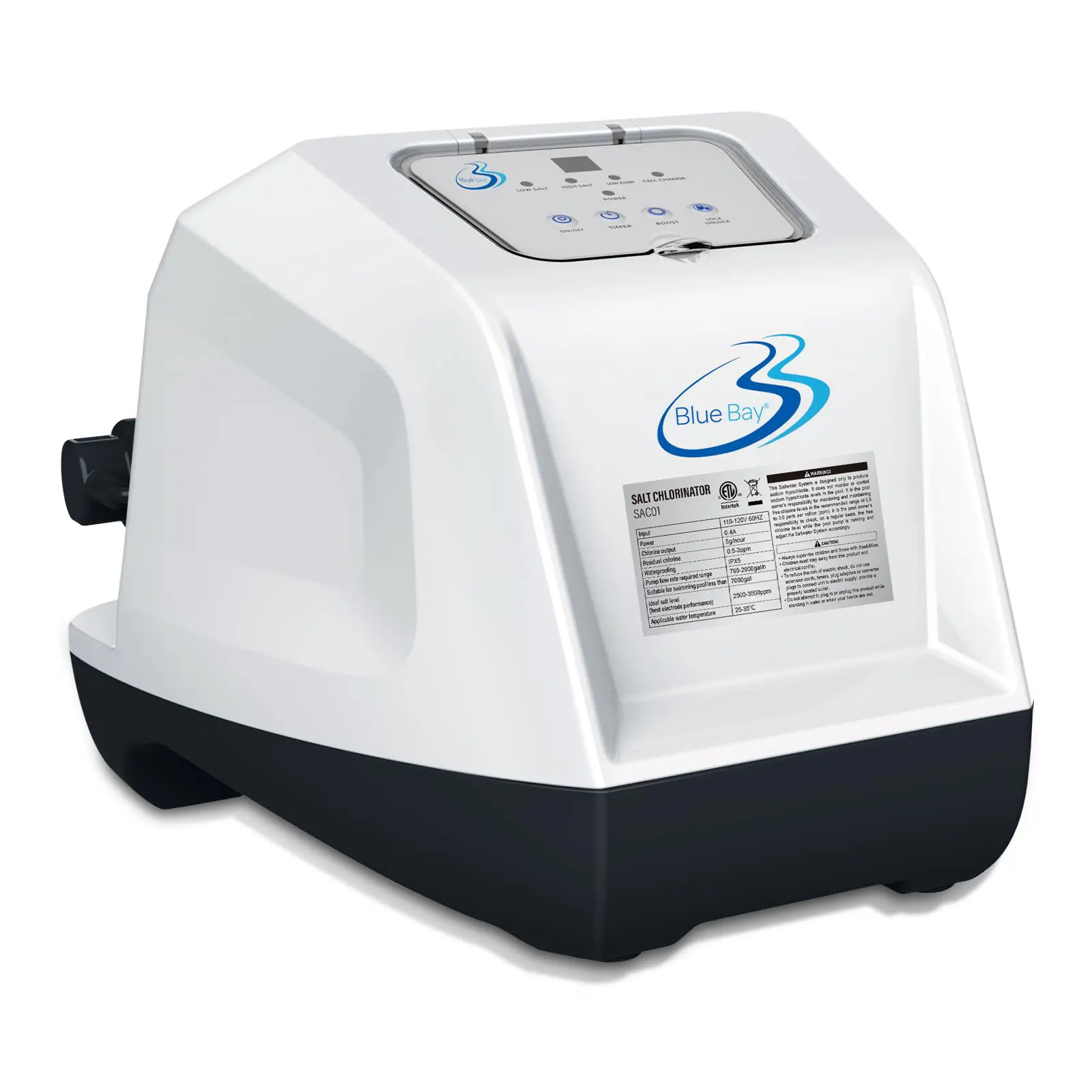 BlueBay Self-Cleaning Saltwater Chlorinator for Above Ground Pools – Automatic Timer, Adapters Included, for Pools Up to 7,000 Gallons, Pool Saltwater System, IPX5