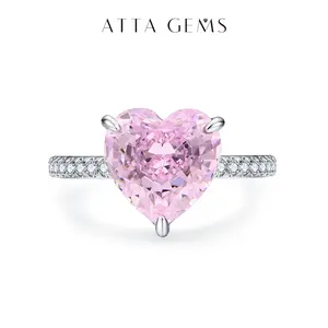 Vintage 10x10mm Ice-Cut Lab-Grown Pink Cubic Zirconia Heart Cluster Ring, Valentine's Day Gift, Anniversary Jewelry Accessory CR001 summerwins
