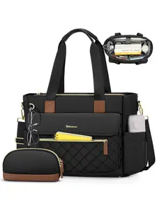 Teacher Tote Bag 15.6 Inch Laptop Backpack for Women, Includes Small Pouch, Work Bag, Nurse Bag, Professional Computer Briefcase, Quilted Bag, Multi Functional Bag