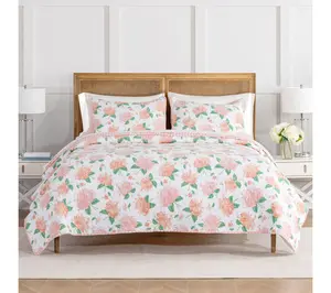 Draper James Cotton Microfiber Twin Quilt Set-Pink Hydrangeas