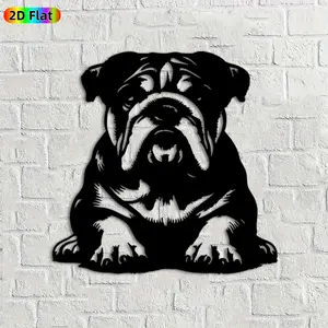 1pc Bulldog Metal Wall Art Decoration, Art Deco Style Bold Bulldog Statue Mural, Ideal Gift for New Year, Easter, Dog Lovers Enthusiasts, Rust-Resistant Metal Wall Decor Wall Sculptures, Perfect for Living Room Wall & Garden Fence, Eye-Catching Home Decor
