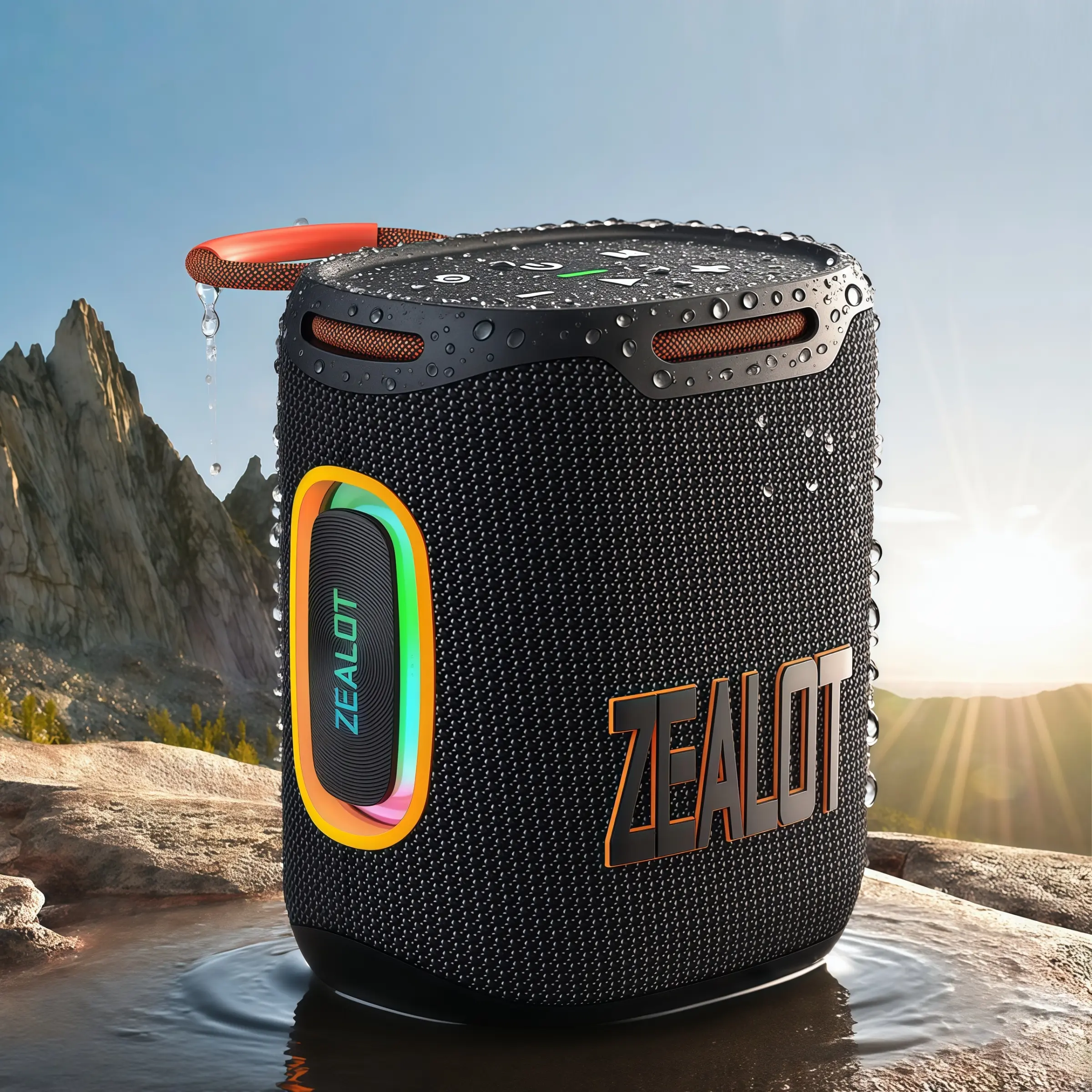 ZEALOT Portable Wireless Speaker, Multifunctional Portable Speaker, Waterproof Outdoor Bluetooth Speaker with Stereo, RGB Lights, Weatherproof Loudspeaker System, All-Day Battery Life, TF/USB/AUX Supported, For Home, Outdoor, Camping, Pool