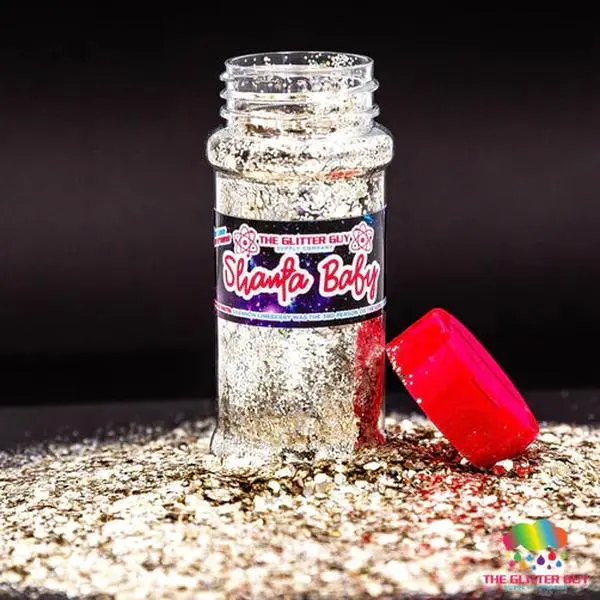 The Glitter Guy Shanta Baby UV-Resistant Chunky Glitter, Light Gold Hexagonal Polyester Mix for Crafts and Nail Supplies, 100mL Shaker (67-71g)