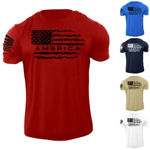 Men's American Flag T Shirt Distress USA Patriotic 100% Cotton Menswear Soft