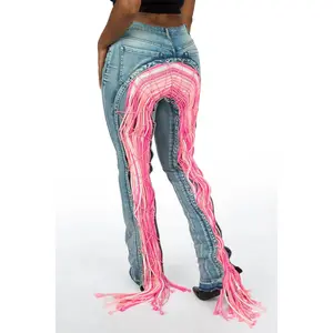 Ottiana Light Blue/Pink Stacked Flare Jean