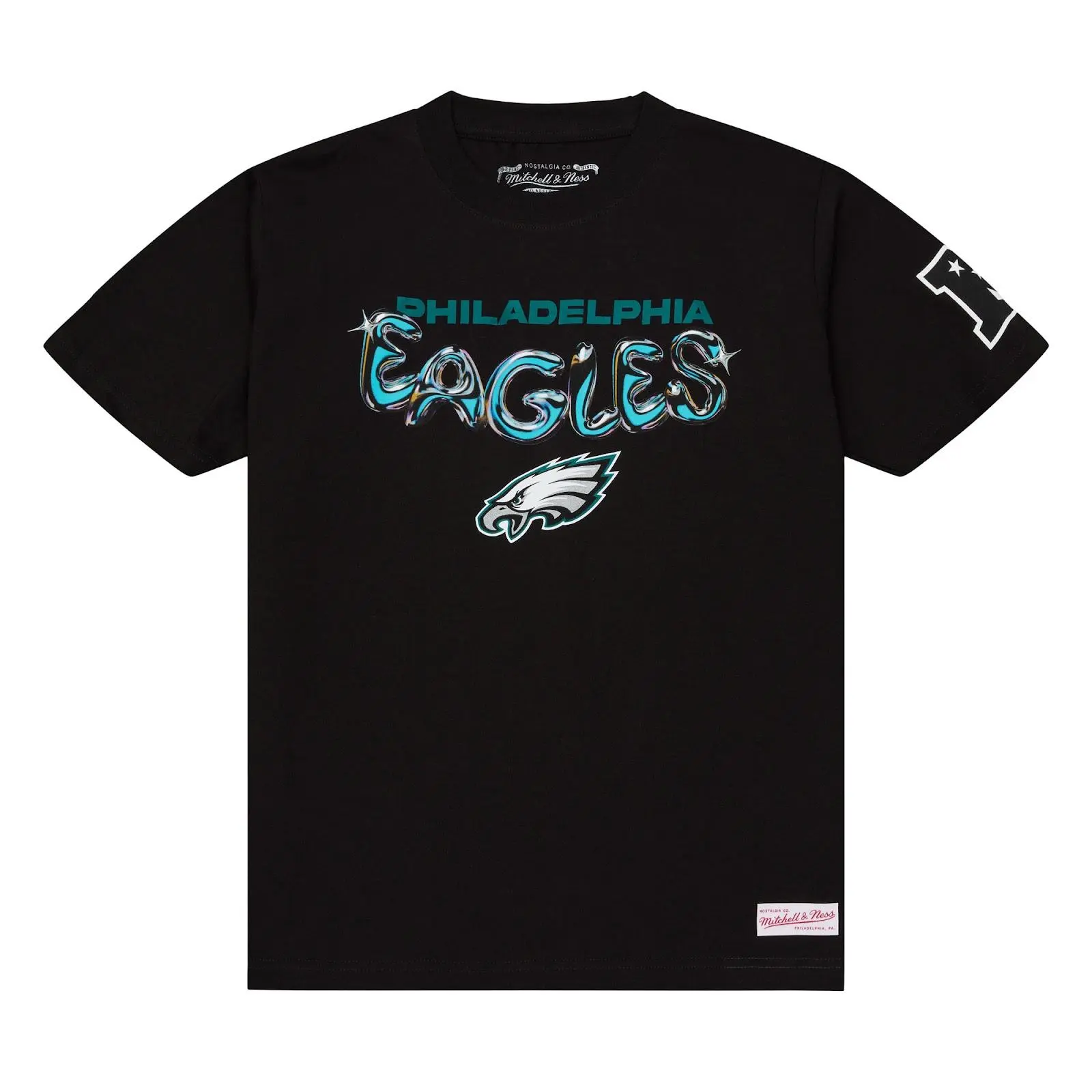 Philadelphia Eagles Black Quiet Blaze T-Shirt NFL Throwback Tee Graphic Vintage Fan Gear Mitchell & Ness