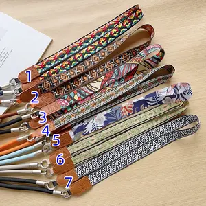 Boho Floral Geometric Phone Lanyard, Popular Adjustable Crossbody Strap for Women, Multi-use Woven Neck Strap for Phones & Purses, lightweight & comfortable to wear, great for travel, daily commuting, festival styling and personalized phone accessory