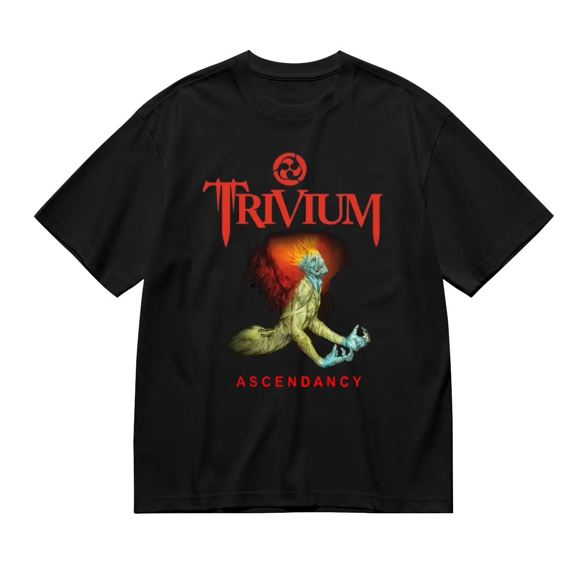 Menswear Streetwear Trivium Ascendancy Graphic T-Shirt - 100% Cotton Short-Sleeve Top, Casual Crew Neck, Slight Stretch, All-Season Knit Fabric, Regular Fit for Adults